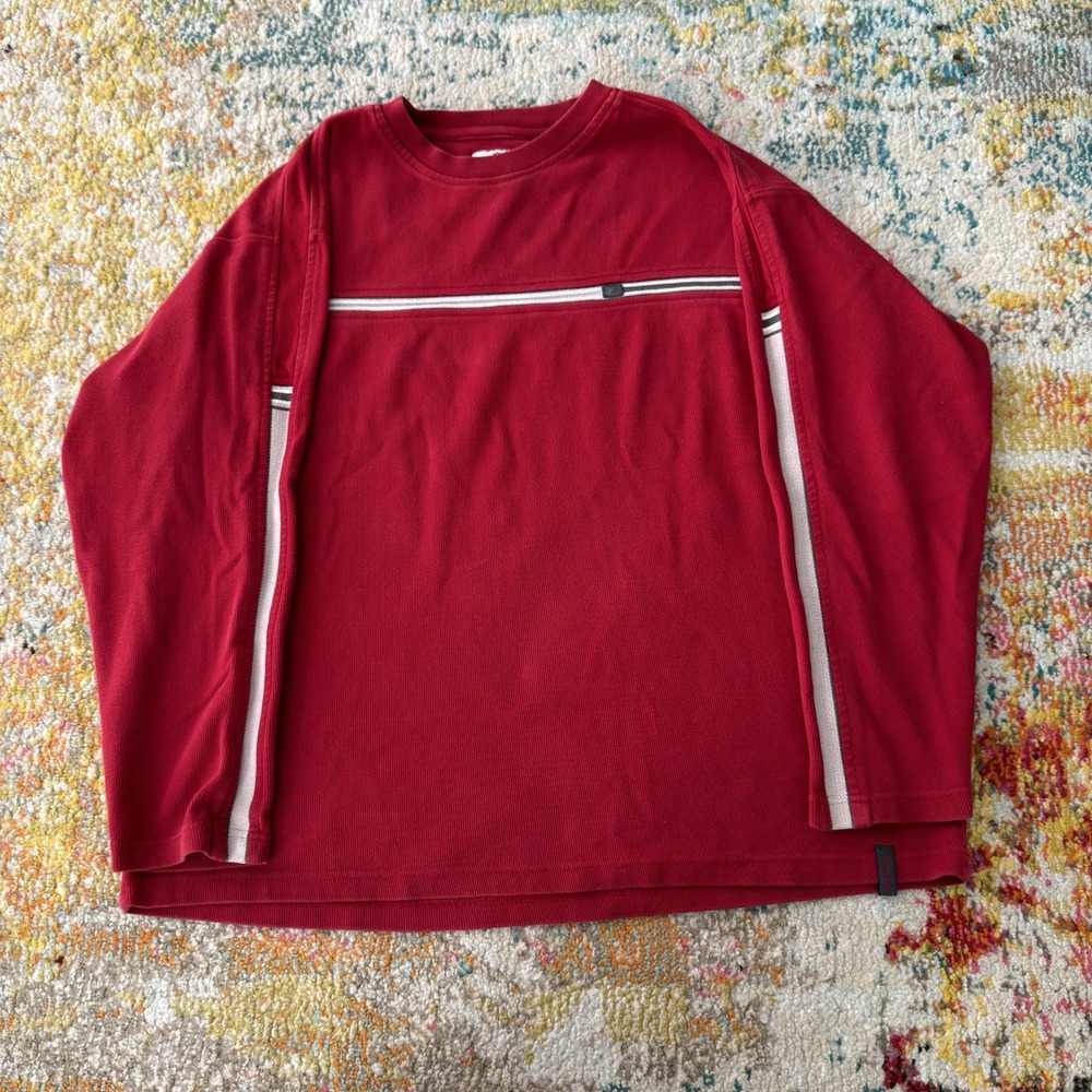 Y2K 2000s Point Zero Ribbed Stripe Knit thermal Medium Red